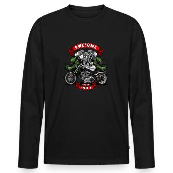 Awesome since 1987, Biker Geburtstag - Männer Premium Bio Langarmshirt - Schwarz - Vorne - Nico (187cm)
