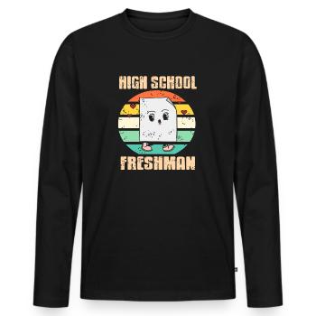 High School Freshman Retro Vintage Freshman - Men's Premium Organic Long Sleeve Shirt - black - Front - Nico (187cm)