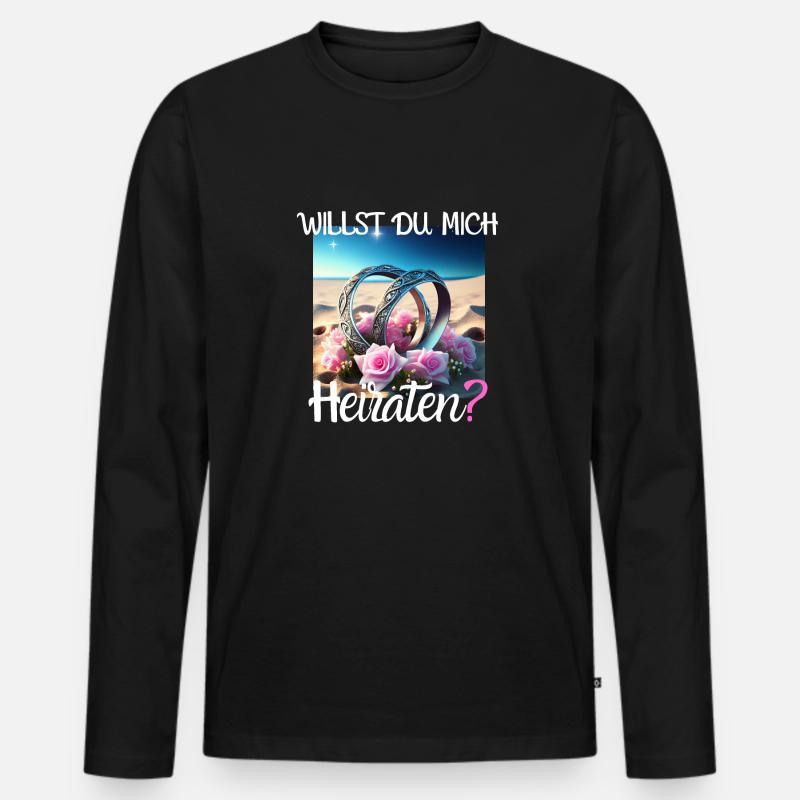 Heiratsantrat für Hochzeit oder Verlobung - - Männer Premium Bio Langarmshirt - Schwarz