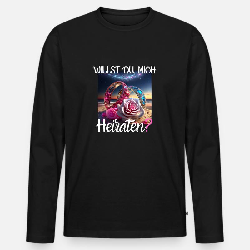 Heiratsantrag für Hochzeit oder Verlobung - - Männer Premium Bio Langarmshirt - Schwarz