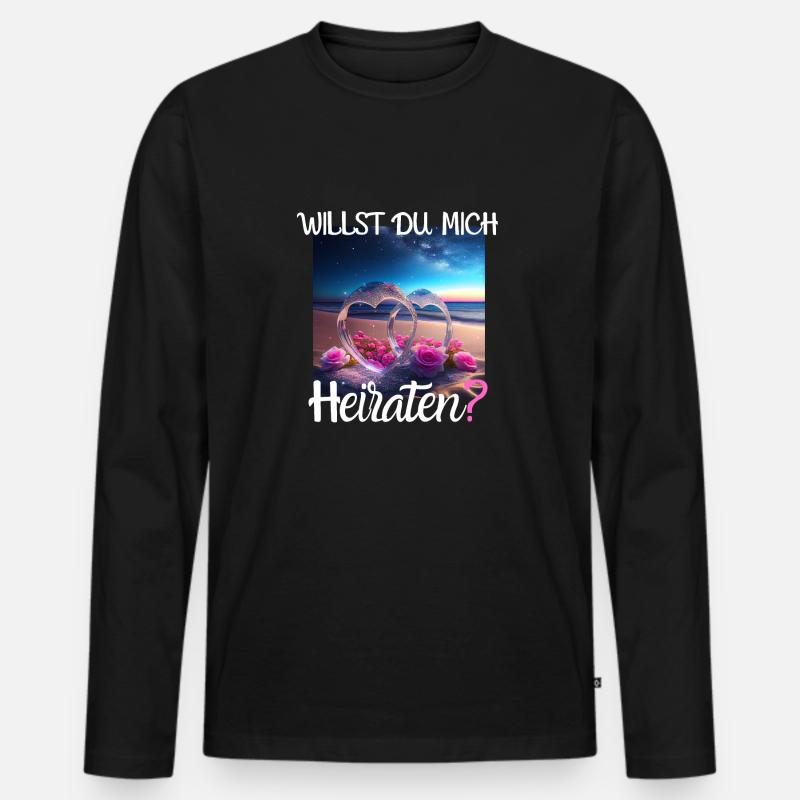 Heiratsantrag für Hochzeit oder Verlobung - - Männer Premium Bio Langarmshirt - Schwarz