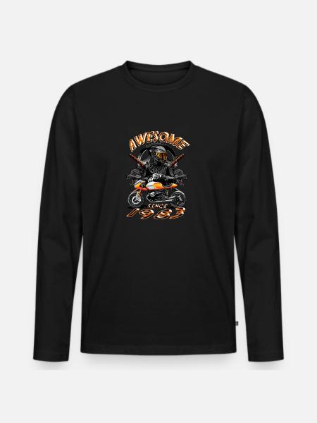 Awesome since 1983, biker's birthday - Men's Premium Organic Long Sleeve Shirt - black