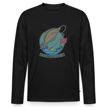 Angeln Norwegen Heilbutt Skandinavien - Männer Premium Bio Langarmshirt - Schwarz - Vorne - Nico (187cm)