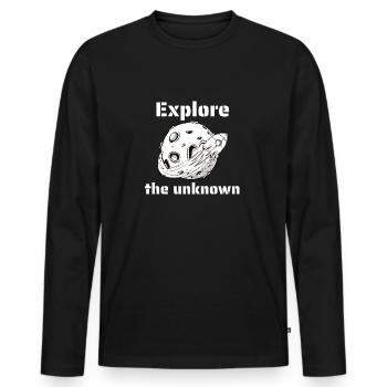 Explore The Unknown Retro Outer Space Designs - Men's Premium Organic Long Sleeve Shirt - black - Front - Nico (187cm)