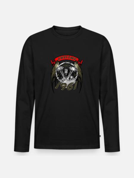 Awesome since 1961, biker's birthday - Men's Premium Organic Long Sleeve Shirt - black