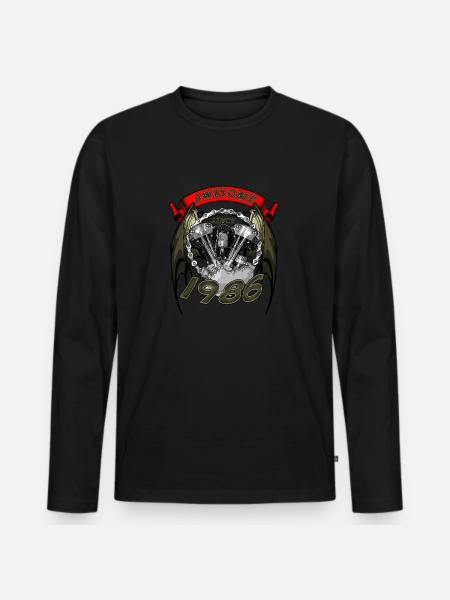 Awesome since 1986, biker's birthday - Men's Premium Organic Long Sleeve Shirt - black