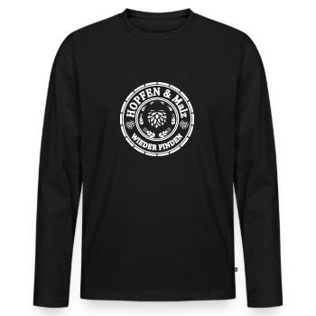 Hops and malt find beer lovers saying again - Men's Premium Organic Long Sleeve Shirt - black - Front - Nico (187cm)