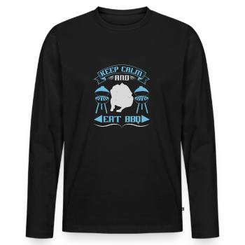 KEEP CALM AND EAT BBQ - Men's Premium Organic Long Sleeve Shirt - black - Front - Nico (187cm)