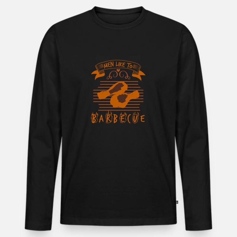 MÄNNER GRILLEN GERNE - Männer Premium Bio Langarmshirt - Schwarz