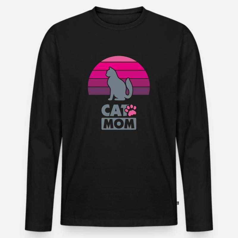 Katzenmutter - Männer Premium Bio Langarmshirt - Schwarz
