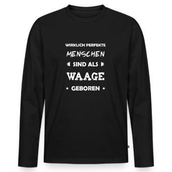 Waage Sternzeichen Geschenk - Männer Premium Bio Langarmshirt - Schwarz - Vorne - Nico (187cm)