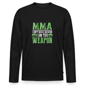 Pas d’armes mma - T-shirt manches longues Premium bio Homme - noir - Devant - Nico (187cm)