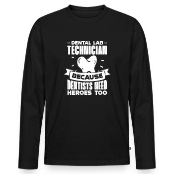 Dental Lab Technician Because Dentists Need Heroes - Men's Premium Organic Long Sleeve Shirt - black - Front - Nico (187cm)