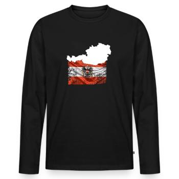 Österreich Flagge Landkarte - Männer Premium Bio Langarmshirt - Schwarz - Vorne - Nico (187cm)