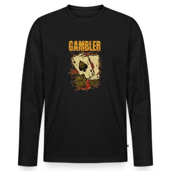 Gambler Poker Blackjack - Männer Premium Bio Langarmshirt - Schwarz - Vorne - Nico (187cm)