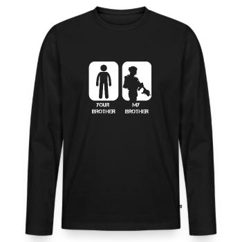 Your Brother My Brother Is in Military Proud Army - Men's Premium Organic Long Sleeve Shirt - black - Front - Nico (187cm)