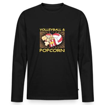 Volleyball & Popcorn Girls Mom Gift Idea - T-shirt manches longues Premium bio Homme - noir - Devant - Nico (187cm)