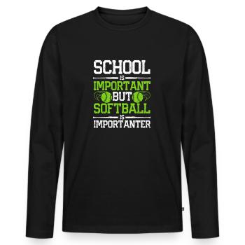 Schule ist wichtig, aber Softball noch wichtiger - Männer Premium Bio Langarmshirt - Schwarz - Vorne - Nico (187cm)