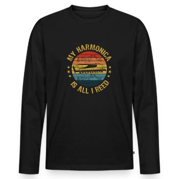 My Harmonica Is All I Reed Harmonica Player Gift - Männer Premium Bio Langarmshirt - Schwarz - Vorne - Nico (187cm)