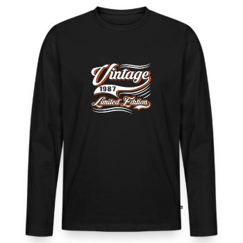 Edition Limitée Millésime 1987 - T-shirt manches longues Premium bio Homme - noir - Devant - Nico (187cm)