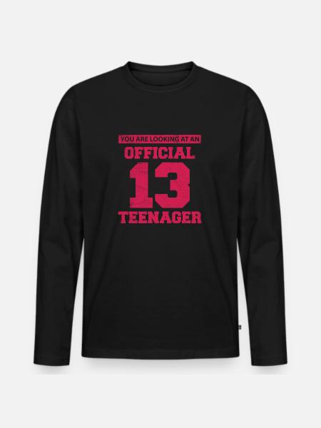 Official 13 Year Old Teenager Birthday Daughter 13 - Men's Premium Organic Long Sleeve Shirt - black