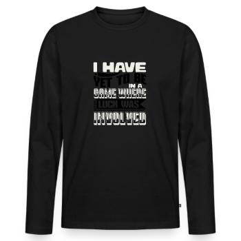 ICH WAR NOCH NICHT IN EINEM SPIEL, IN DEM GLÜCK IM SPIEL WAR - Männer Premium Bio Langarmshirt - Schwarz - Vorne - Nico (187cm)
