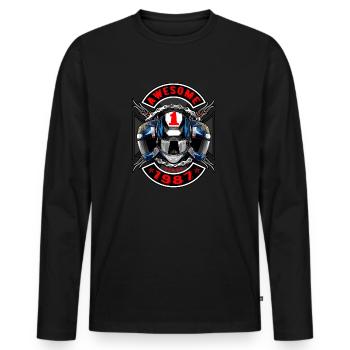 Awesome since 1987, Biker Geburtstag - Männer Premium Bio Langarmshirt - Schwarz - Vorne - Nico (187cm)