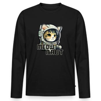 Meownaut astronaut cat for cat daddy - Men's Premium Organic Long Sleeve Shirt - black - Front - Nico (187cm)