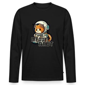 Meownaut astronaut cat for cat daddy - Men's Premium Organic Long Sleeve Shirt - black - Front - Nico (187cm)