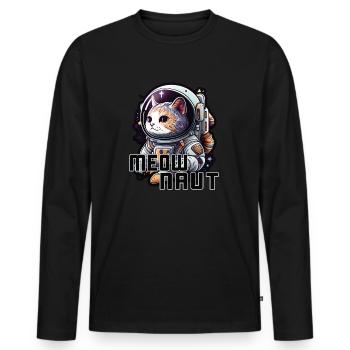 Meownaut astronaut cat for cat daddy - Men's Premium Organic Long Sleeve Shirt - black - Front - Nico (187cm)