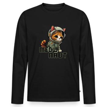 Meownaut astronaut cat for cat daddy - Men's Premium Organic Long Sleeve Shirt - black - Front - Nico (187cm)
