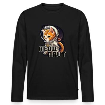 Meownaut astronaut cat for cat daddy - Men's Premium Organic Long Sleeve Shirt - black - Front - Nico (187cm)