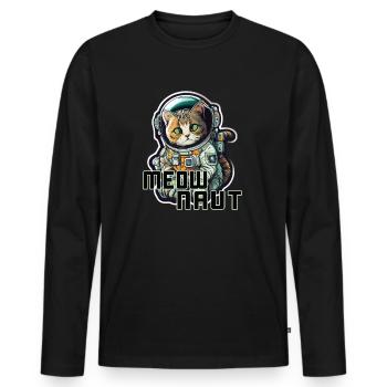 Meownaut astronaut cat for cat daddy - Men's Premium Organic Long Sleeve Shirt - black - Front - Nico (187cm)