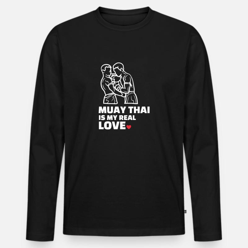 Ich Liebe Muay Thai - Männer Premium Bio Langarmshirt - Schwarz