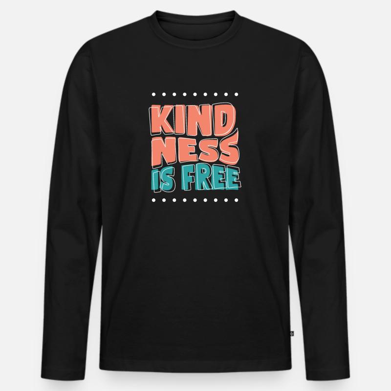 Kindness is for free - Männer Premium Bio Langarmshirt - Schwarz