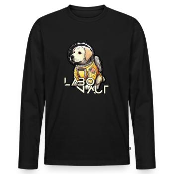LabbiNaut Labrador Astronauten Hundepapa - Männer Premium Bio Langarmshirt - Schwarz - Vorne - Nico (187cm)