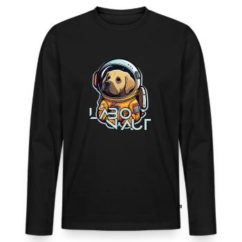 LabbiNaut Labrador Astronauten Hundepapa - Männer Premium Bio Langarmshirt - Schwarz - Vorne - Nico (187cm)