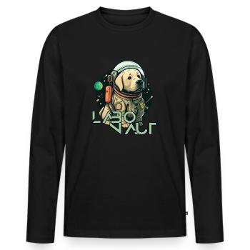 LabbiNaut Labrador Astronaute Papa chien - T-shirt manches longues Premium bio Homme - noir - Devant - Nico (187cm)