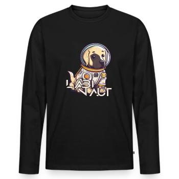 LabbiNaut Labrador Astronaute Papa chien - T-shirt manches longues Premium bio Homme - noir - Devant - Nico (187cm)