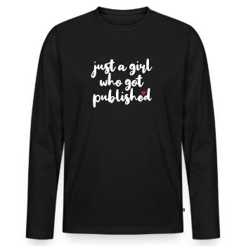 Just Published Author Shirt Women, Pub Day T Shirt - Men's Premium Organic Long Sleeve Shirt - black - Front - Nico (187cm)