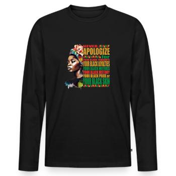 Black History and Juneteenth Proud Black Roots - Men's Premium Organic Long Sleeve Shirt - black - Front - Nico (187cm)