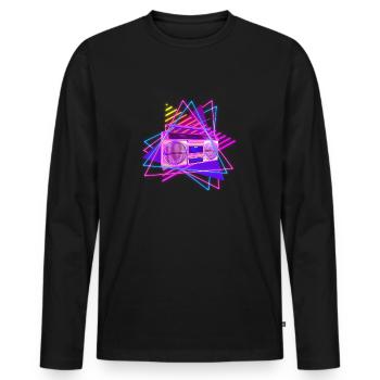 Fun disco retro vintage stereo radio 70's 80's - Men's Premium Organic Long Sleeve Shirt - black - Front - Nico (187cm)