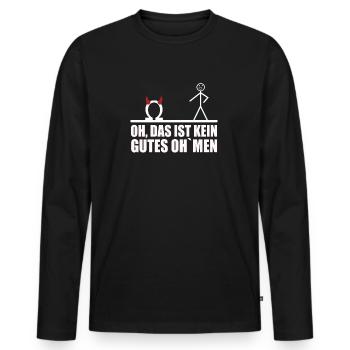 Lustiges Strichmännchen kein gutes omen - Männer Premium Bio Langarmshirt - Schwarz - Vorne - Nico (187cm)