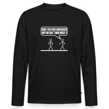 Drôle de figurine de bâton - T-shirt manches longues Premium bio Homme - noir - Devant - Nico (187cm)