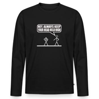 Drôle de figurine de bâton - T-shirt manches longues Premium bio Homme - noir - Devant - Nico (187cm)