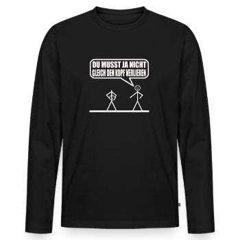 Drôle de figurine de bâton - T-shirt manches longues Premium bio Homme - noir - Devant - Nico (187cm)