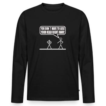 Drôle de figurine de bâton - T-shirt manches longues Premium bio Homme - noir - Devant - Nico (187cm)