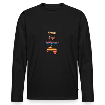 Nouveau Papa Humour Gamer Parents Nouvelle - T-shirt manches longues Premium bio Homme - noir - Devant - Nico (187cm)