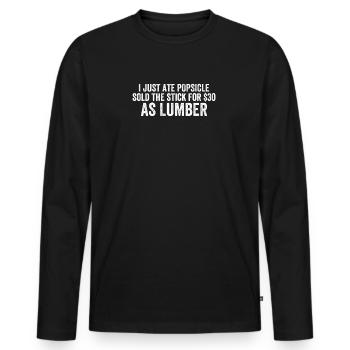 J’ai mangé Popsicle vendu bâton bois humour inflation - T-shirt manches longues Premium bio Homme - noir - Devant - Nico (187cm)