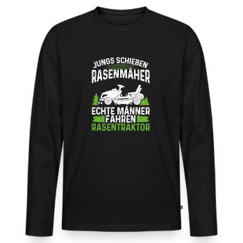 Rasentraktor & Aufsitzmäher Spruch für Gärtner - Männer Premium Bio Langarmshirt - Schwarz - Vorne - Nico (187cm)